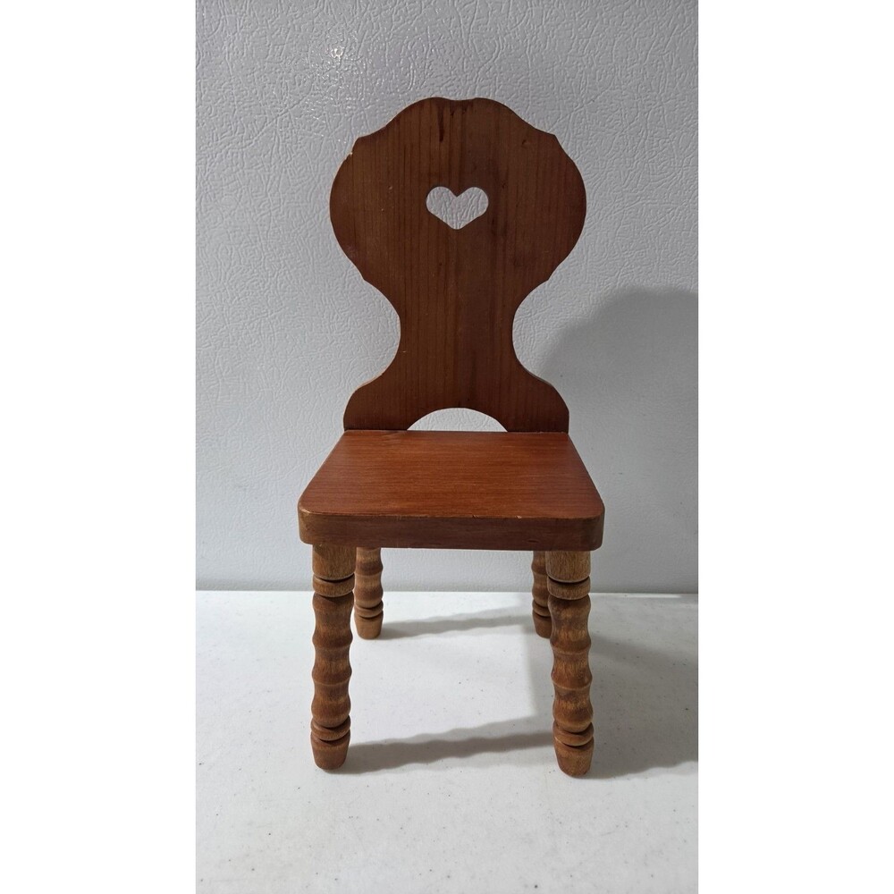 Fiddleback Wooden Chair Heart Cutout 14" Tall